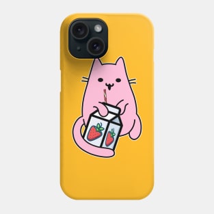 Strawberry milk pink cat Phone Case