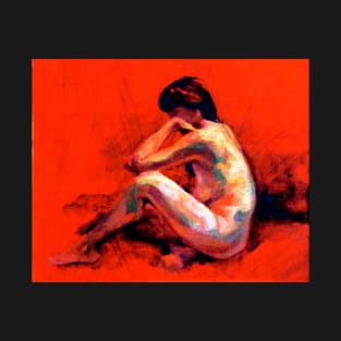 Female nude on Red T-Shirt