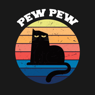 Vintage Retro Black Cat Pew Pew Madafakas! funny cat pew pew madafakas T-Shirt