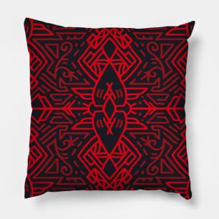 Red Aztec Pattern Indian Mexican Tribal Pillow