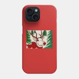 Red nosed reindeer in the woods Phone Case