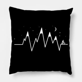 Bike EKG Heartbeat Mountain Biking Night Sky Pillow