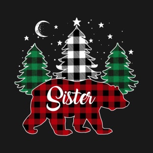 Sister Bear Buffalo Red Plaid Matching Family Christmas T-Shirt