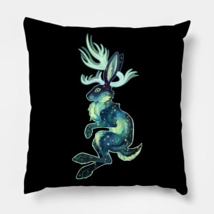 Space Jackalope (Green) Pillow