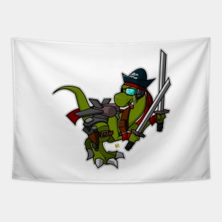 Ninja space pirate dinosaur with two Katanas Tapestry