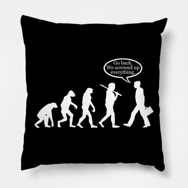 Funny Evolution Fail Pillow by robotface