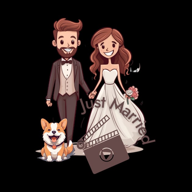 Just Married Bride and Groom by Positive Designer