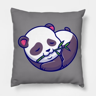 Cute Panda Sleeping And Eating Bamboo Cartoon Pillow