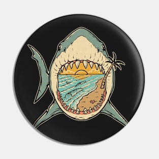 Vintage Shark and a Beach Sunset Pin