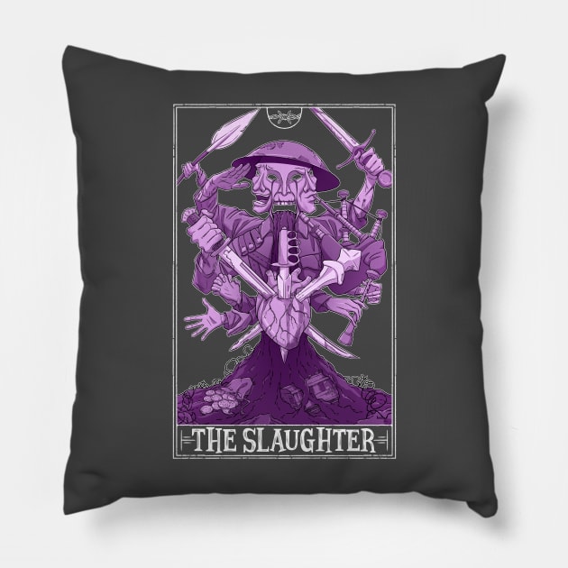 The Slaughter Tarotesque (dark) Pillow by Rusty Quill