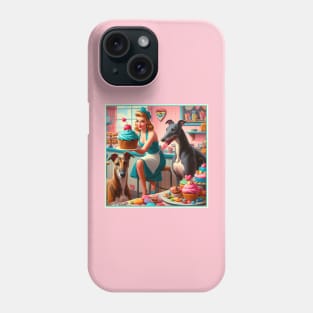 Greyhounds and Retro Bakery Pin Up Girl and Cupcakes Phone Case