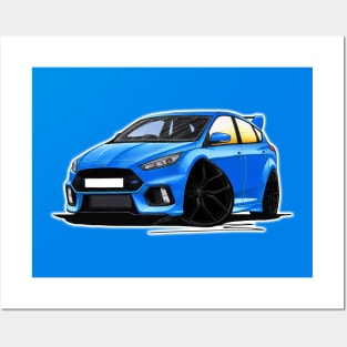 Ford Focus (Mk4) ST Blue - Caricature Car Art Poster for Sale by