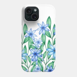 Blue Watercolor Wild Flower Phone Case