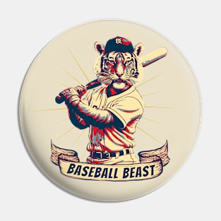 Baseball Beast Tiger Vintage Pin