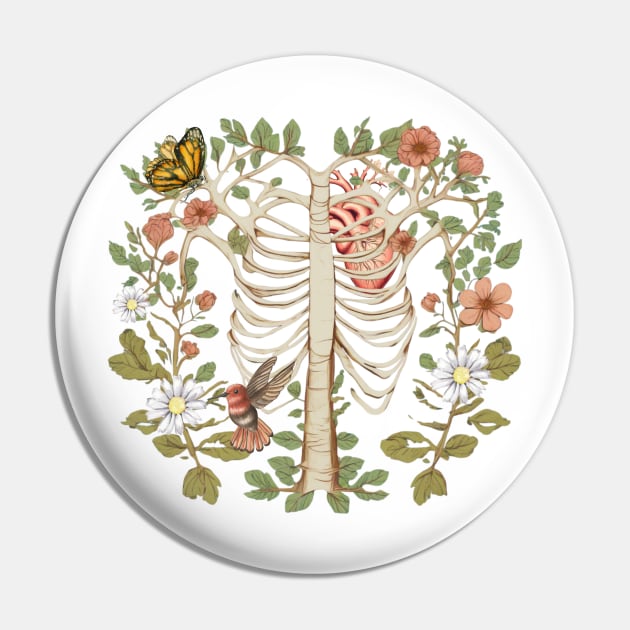 Cottagecore Ribcage Pin by HoldenFamilyDesigns