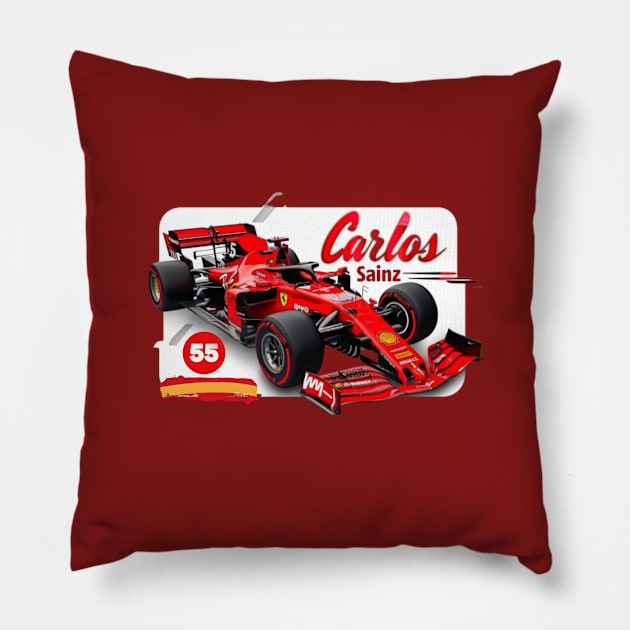 Carlos Sainz, ferrari, formula 1, F1 Pillow by Pattyld