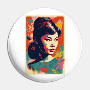 Vintage  woman in pop-art style Pin