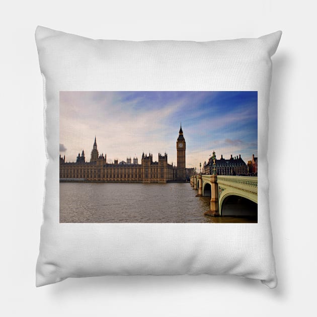 Big Ben Queen Elizabeth Tower Westminster Bridge Pillow by AndyEvansPhotos