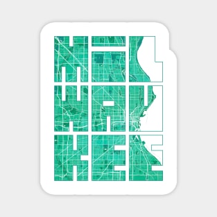 Milwaukee, Wisconsin, USA City Map Typography - Watercolor Magnet