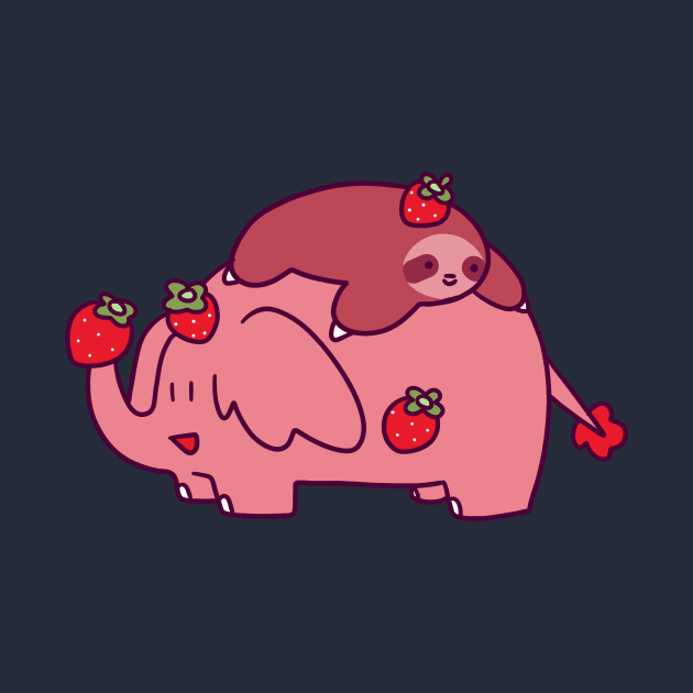 Strawberry Sloth and Elephant by saradaboru