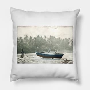 Tropical Beach Scene Pillow