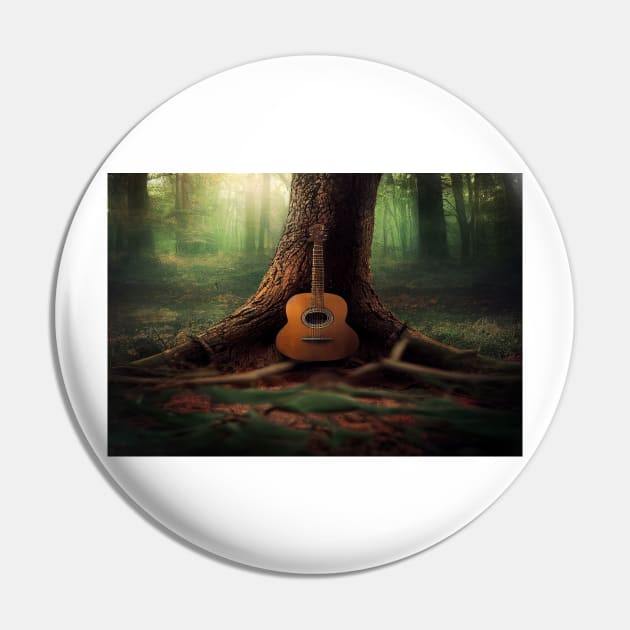 Acoustic Guitar Tree Of Life / Unwind Art Work Design Pin by Unwind-Art-Work