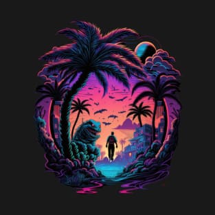 Synthwave 80s neon stranger than monster things on the way T-Shirt