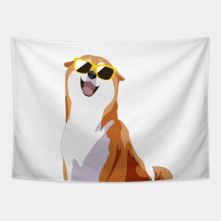 Happy Shiba Inu - Yellow shades Tapestry