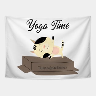 Yoga Cat / Yoga Time / Yoga Training T-shirt / Cute Cat Doing Yoga / Think Outside The Box Tapestry