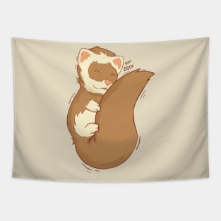 cute ferret hugging his long fluffy tail Tapestry