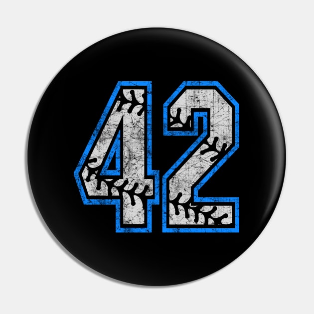 Number 42 Baseball Equality Distressed Classic LA Blue Pin by TeeCreations