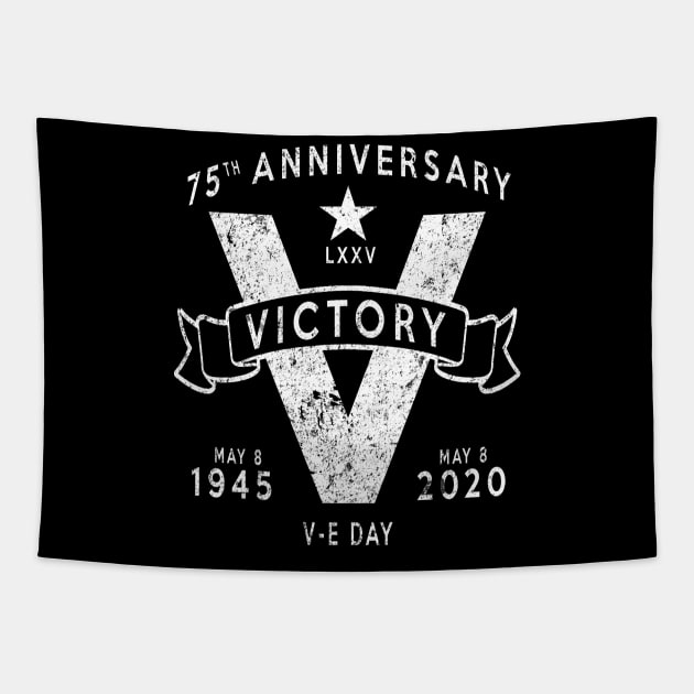 V-E Day 75th Anniversary V for Victory Vintage White Tapestry by DesignedForFlight