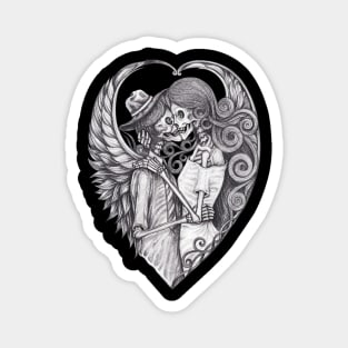 Skeleton lovers couple angel. Magnet