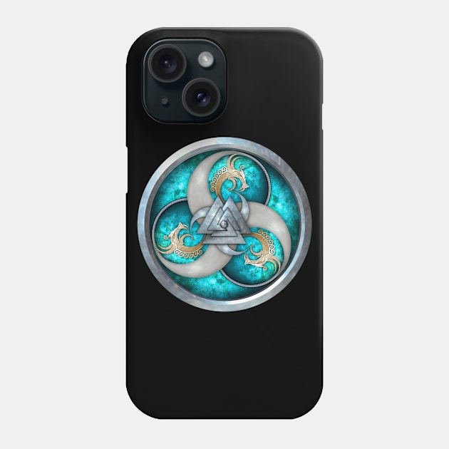 Turquoise Norse Triple Dragons Shield Phone Case by NaumaddicArts