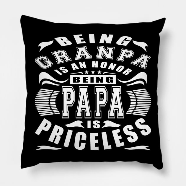 Being Grandpa Is An Honor White Text Typography Pillow by JaussZ