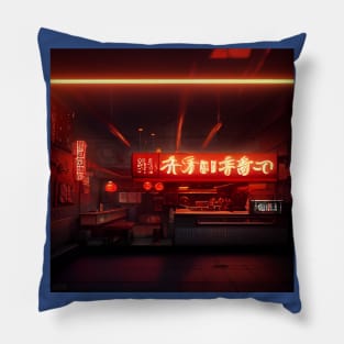 Cyberpunk Tokyo Ramen Shop Pillow