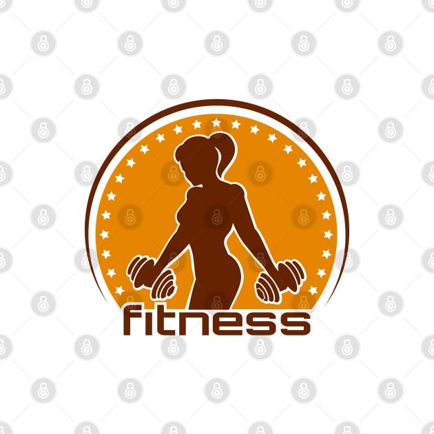 Fitness Emblem with Training Athletic Woman by devaleta