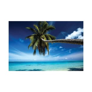 Palm Tree Bending Over The Beach Bora Bora Society Islands T-Shirt