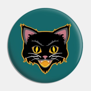 Halloween Black Cat on Green Pin