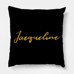 Jacqueline Name Hand Lettering in Faux Gold Letters Pillow