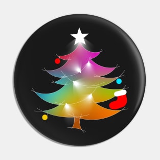 Colorful Rainbow Christmas Tree With Bright Christmas Lights Pin