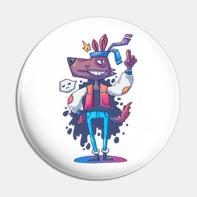 Wolf Hipster Creative Cartoon Pin by Mako Design 