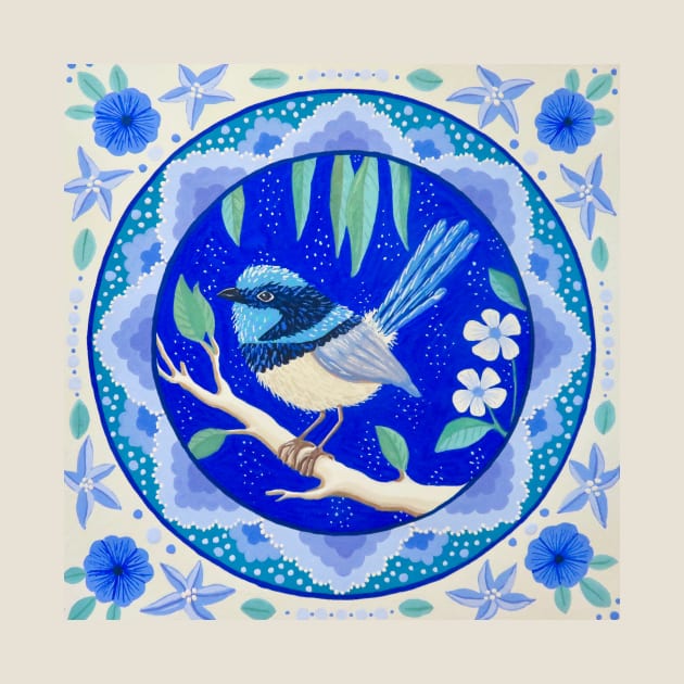 Blue Fairy Wren Mandala by SoozieWray