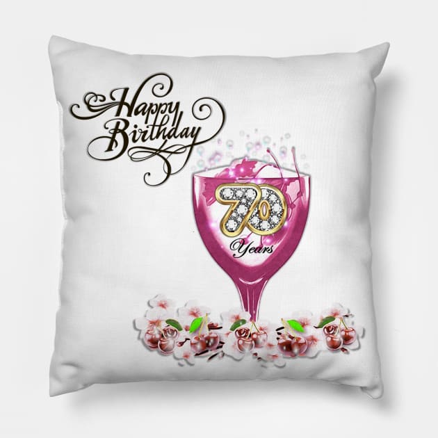 Happy 70th Birthday Greeting Pillow by KC Morcom aka KCM Gems n Bling aka KCM Inspirations