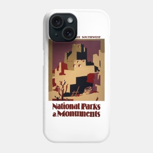 Pueblos of the American Southwest - National Parks & Monuments - Vintage Poster Design Phone Case