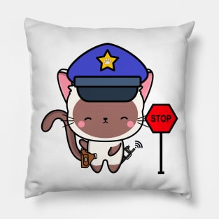 Funny White Cat Policeman Pillow