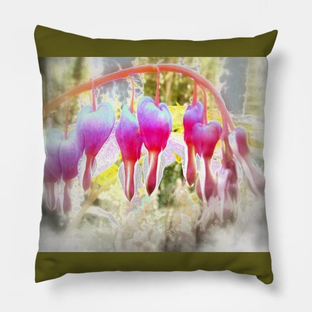 fairyland bleeding hearts Pillow by DlmtleArt