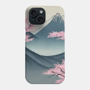 Cherry blossoms and mountains landscape Phone Case