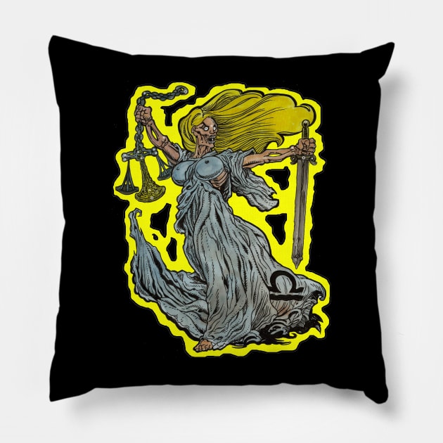 Zombie Art : ZOMBIE ZODIAC HORRORSCOPE (Libra) T-Shirt Pillow by rsacchetto