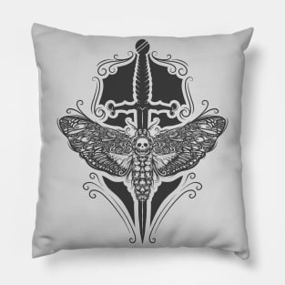 Moth and dagger white Pillow